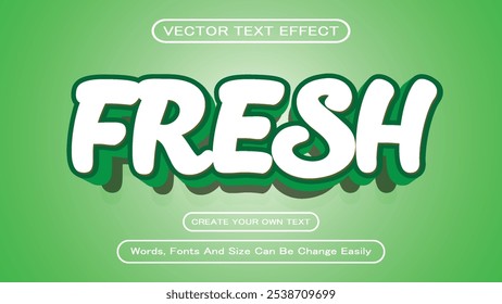 Editable Fresh 3D Text Effects Vector Illustration, Fresh Editable Text Effect, Bold Text Style