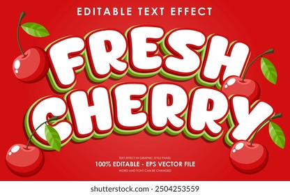 Editable Fresh Cherry Text Effect With Illustration of Cherry