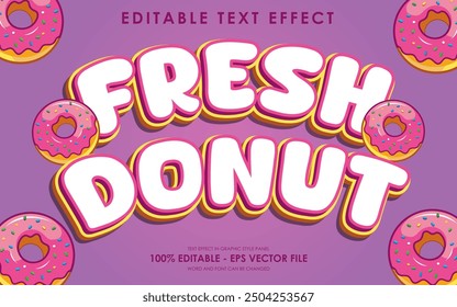 Editierbarer Texteffekt mit frischen Donuts mit Illustration von Donuts mit Sprinkles