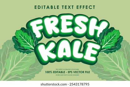 Editable fresh kale Text Effect. with illustration of kale. suitable for vegan themed