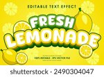 Editable Fresh Lemonade Text Effect. with illustration of Fresh Lemonade . suitable for tropical fruit themed.