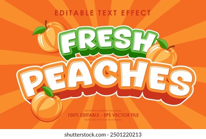 Editable Fresh Peaches Text Effect with Illustration of Peaches