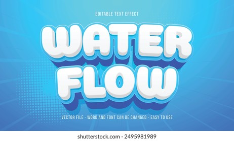 Editable fresh water 3d text effect, cartoon style template