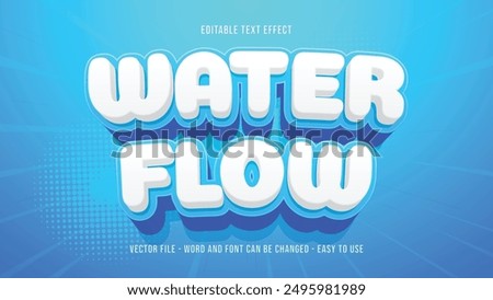 Editable fresh water 3d text effect, cartoon style template