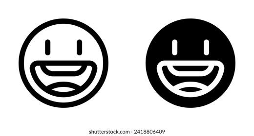 Icono de vector facial de sonrisa ancha y amigable. Parte de una familia de iconos grandes. Perfecto para interfaces web y de aplicaciones, presentaciones, infografías, etc