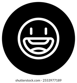 Editable friendly, wide smiling face vector icon. Part of a big icon set family. Perfect for web and app interfaces, presentations, infographics, etc