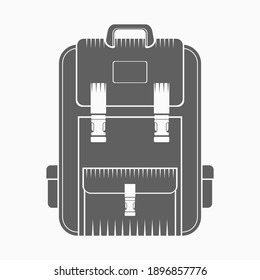 Editable Front View Flat Monochrome Style School Backpack Vector Illustration With Gray Color for Education or Vacation Related Design Project