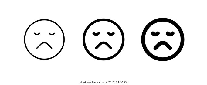 Editable frown, sad expression emoticon vector icon. Part of a big icon set family. Part of a big icon set family. Perfect for web and app interfaces, presentations, infographics, etc