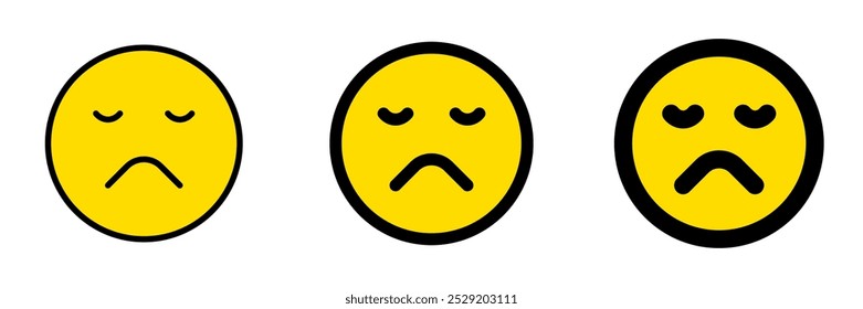Editable frown, sad expression emoticon vector icon. Part of a big icon set family. Part of a big icon set family. Perfect for web and app interfaces, presentations, infographics, etc