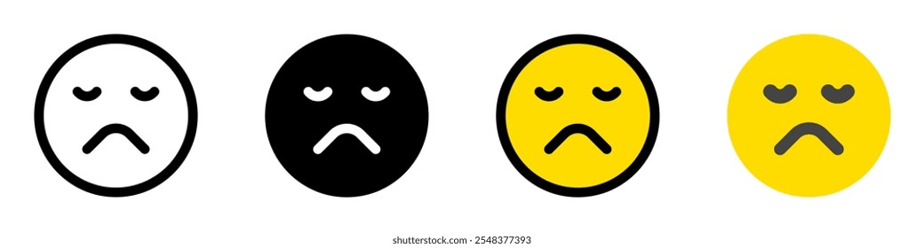 Editable frown, sad expression emoticon vector icon. Part of a big icon set family. Part of a big icon set family. Perfect for web and app interfaces, presentations, infographics, etc