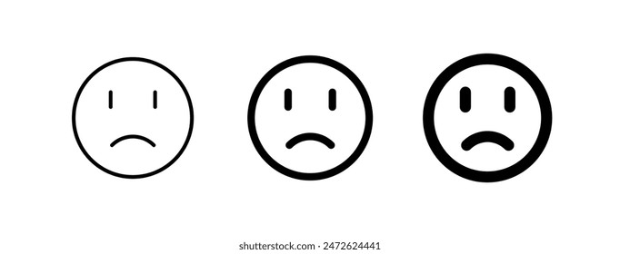 Editable frowning, sad, disappointed face vector icon. Part of a big icon set family. Perfect for web and app interfaces, presentations, infographics, etc