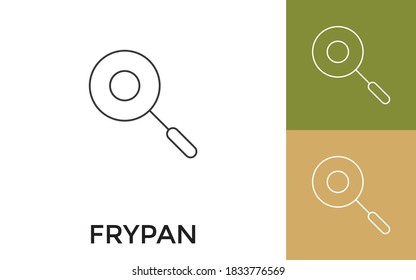 Editable Fry Pan Thin Line Icon with Title. Useful For Mobile Application, Website, Software and Print Media.