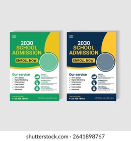 An editable and fully scalable vector flyer design for school admissions. This back to school promotional poster comes in AI and EPS formats and is perfect for any academic institution. 