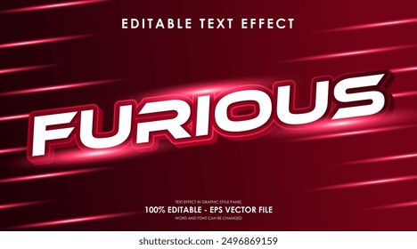 Editable Furious Red Neon Color 3D Text Effect With Lens Flare