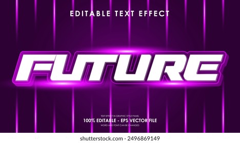 Editable Future Purple Neon Color 3D Text Effect With Lens Flare