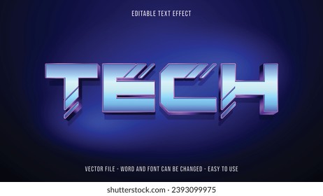 Efecto de texto estilo futurista editable, tema de texto de tecnología