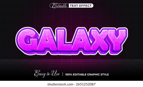 Projeto cósmico roxo vibrante do efeito de texto da galáxia editável