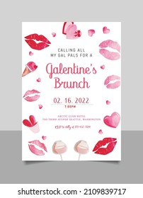 Editable Galentine Birthday Invitation | Valentine Party Invitation | Sweetheart First Birthday Invite | Red Heart Invitation | Party Invite