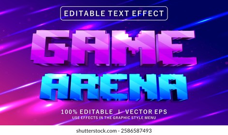 editable game arena 3d vector text effect with modern style design