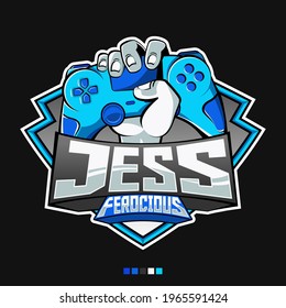 Editable Gaming Logo of a hand handling a blue joystick or a controller. 

Strengthen your team's solidarity!
