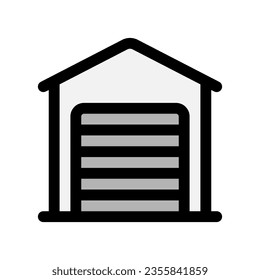 Bearbeitbare Garage, Vektorsymbol eines Lagers. Teil einer großen Icon-Set-Familie. Perfekt für Web- und App-Schnittstellen, Präsentationen, Infografiken usw.