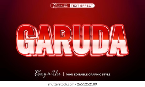 Editable Garuda Text Effect Red and White 3D Style