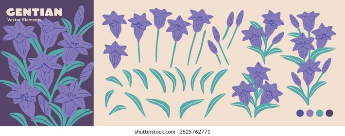 Editable Gentian Flower Part Set