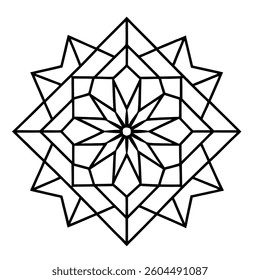 Editable Geometric Black and White Mandala Design Vector Illustration