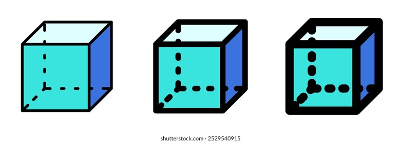 Editable geometric cube vector icon. Mathematic, shape, volumetric. Part of a big icon set family. Perfect for web and app interfaces, presentations, infographics, etc