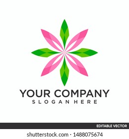Editable geometric flower logo premium design
