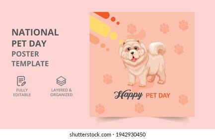 Editable geometric poster template for social media post, stories, story, flyer. Set of National Pet Day Poster Template. holiday design. Vector illustration.