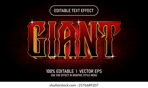 editable giant 3d vector text effect with modern style design