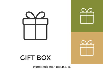 Icono de la caja de regalo editable con el título. Útil para aplicaciones móviles, sitio web, software y medios impresos.