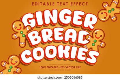 Editable Ginger Bread Cookies Text Effect With Illustration of Ginger Bread Cookies