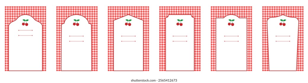 editable gingham pattern or tile checkered with empty window badge for Picnic BBQ Party invitation, poster and banner or flyer, restaurant menu vector