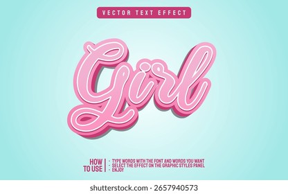 Editable Girl 3D Text Effect