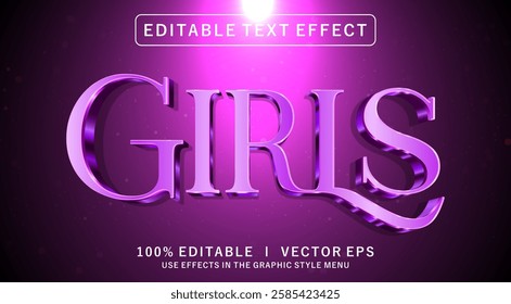 editable girl 3d vector text effect with modern style design
