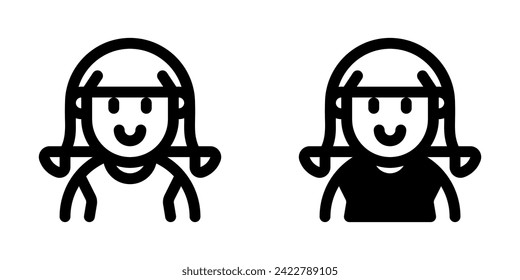 Editable girl with ponytail hair avatar vector icon. User, profile, identity, persona. Part of a big icon set family. Perfect for web and app interfaces, presentations, infographics, etc