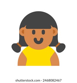 Editable girl with ponytail hair avatar vector icon. User, profile, identity, persona. Part of a big icon set family. Perfect for web and app interfaces, presentations, infographics, etc