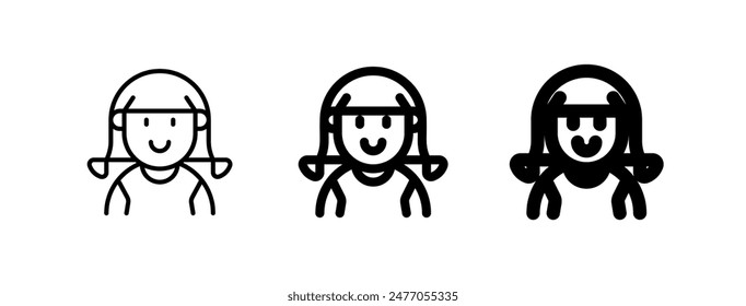 Editable girl with ponytail hair avatar vector icon. User, profile, identity, persona. Part of a big icon set family. Perfect for web and app interfaces, presentations, infographics, etc