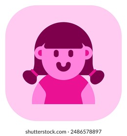 Editable girl with ponytail hair avatar vector icon. User, profile, identity, persona. Part of a big icon set family. Perfect for web and app interfaces, presentations, infographics, etc