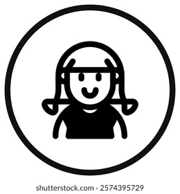 Editable girl with ponytail hair avatar vector icon. User, profile, identity, persona. Part of a big icon set family. Perfect for web and app interfaces, presentations, infographics, etc