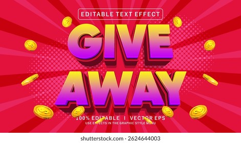editable give away vector text effect with modern style design