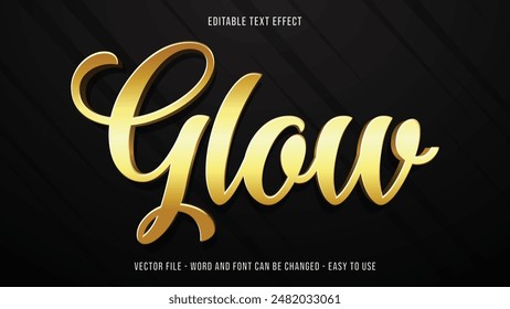Editable glow text effect, editable text 3d style