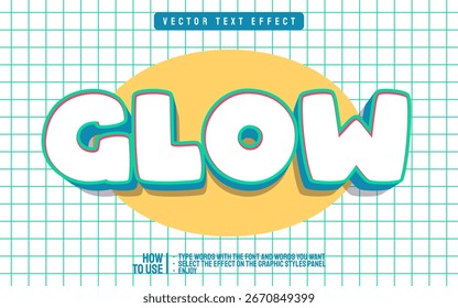 Editable glow text effect cartoon style