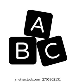 An editable glyph icon of alphabet learning block