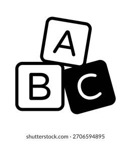 Un icono de glifo editable del bloque de aprendizaje del alfabeto
