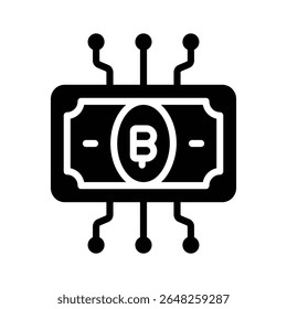 An editable glyph icon of bitcoin currency