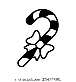 An editable glyph icon of candy cane sweet