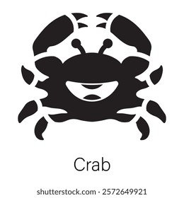 Editable glyph icon of a crab 